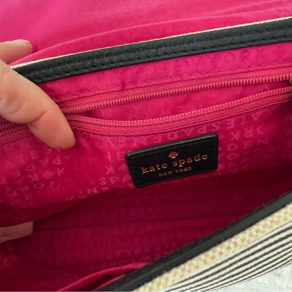 Kate Spade Striped Crossbody Bag Black and Cream